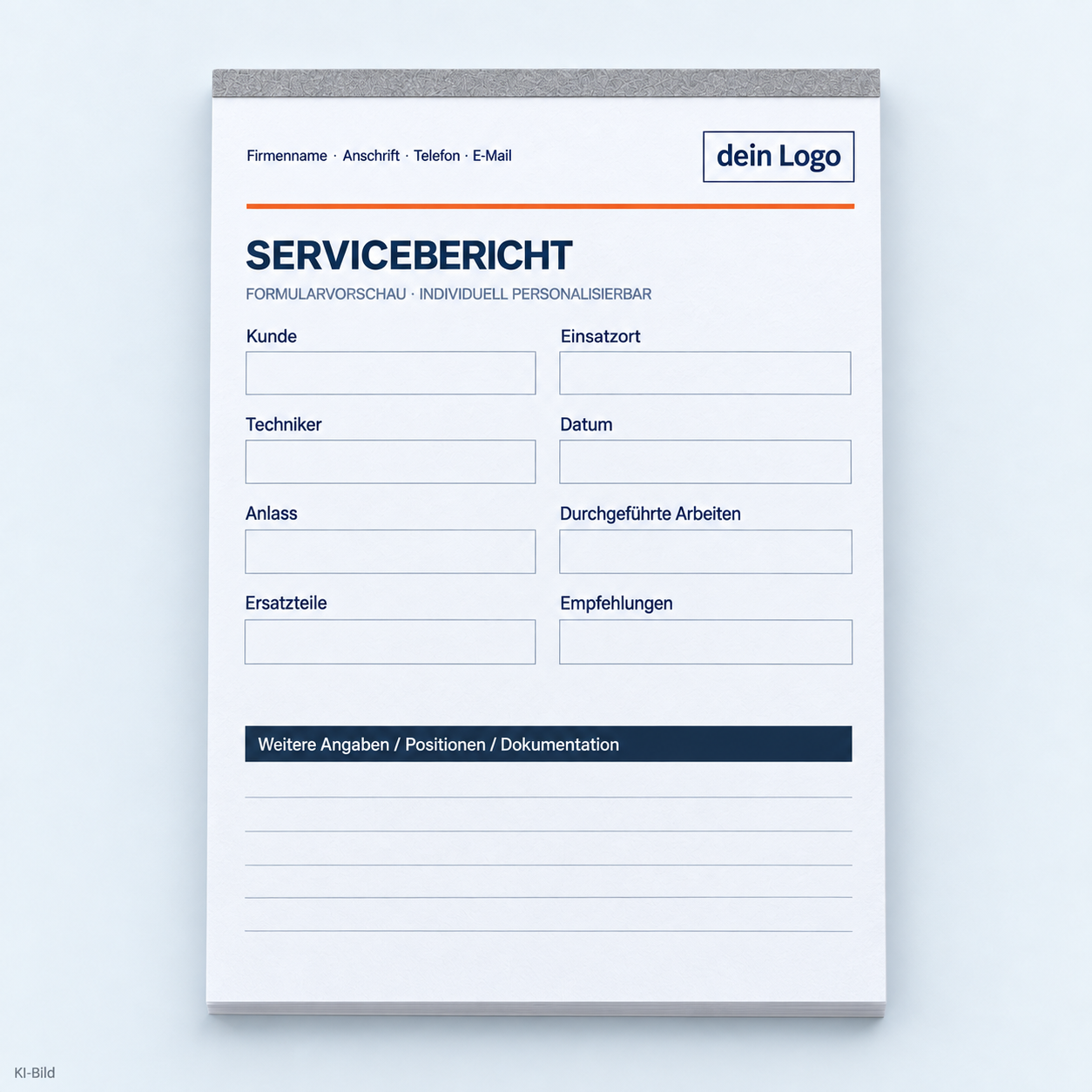 Servicebericht als geschlossener Formularblock