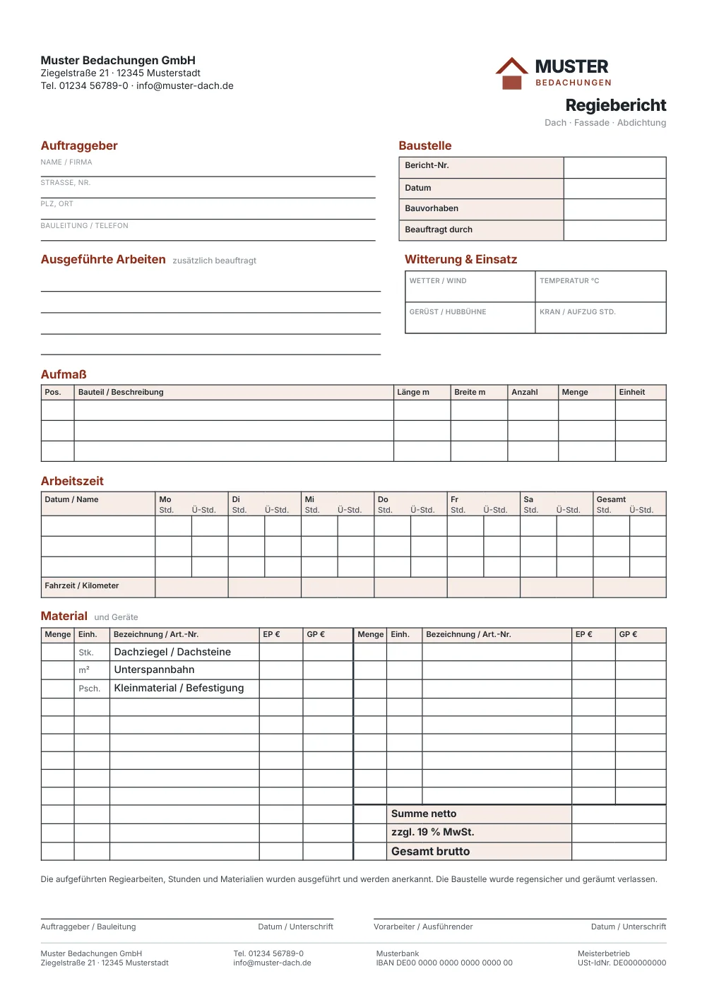 Regiebericht Dach – Gestaltungsmuster